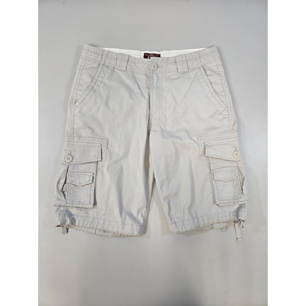 Matchstick Mens Khaki Cargo Shorts Size 34 Cotton Multi Pocket Casual Stone